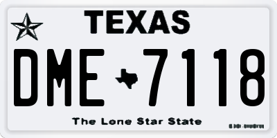TX license plate DME7118