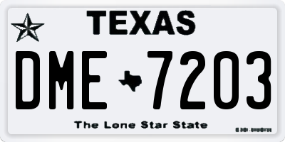 TX license plate DME7203