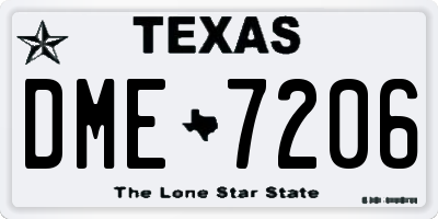 TX license plate DME7206