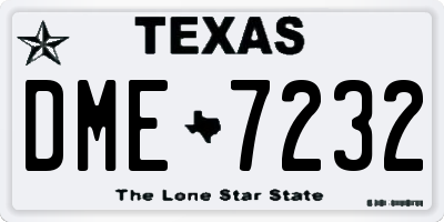 TX license plate DME7232