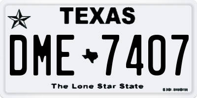 TX license plate DME7407