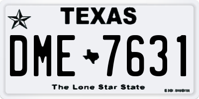 TX license plate DME7631