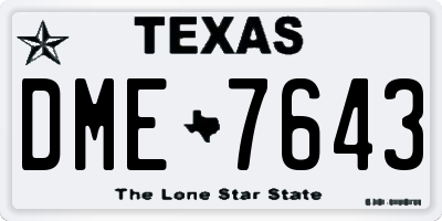 TX license plate DME7643