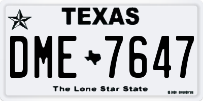 TX license plate DME7647