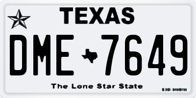TX license plate DME7649