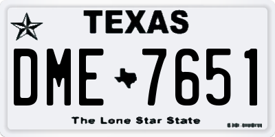 TX license plate DME7651