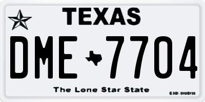 TX license plate DME7704