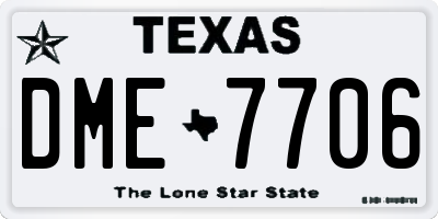 TX license plate DME7706