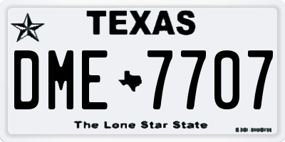 TX license plate DME7707