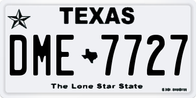 TX license plate DME7727