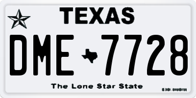 TX license plate DME7728
