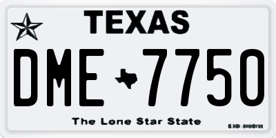 TX license plate DME7750