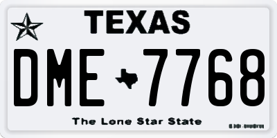 TX license plate DME7768