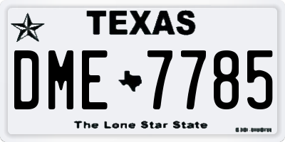 TX license plate DME7785