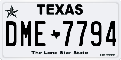 TX license plate DME7794