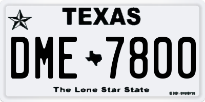 TX license plate DME7800