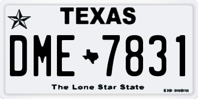 TX license plate DME7831