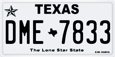 TX license plate DME7833