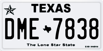 TX license plate DME7838