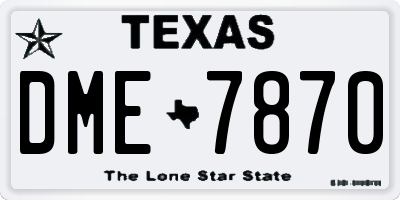 TX license plate DME7870