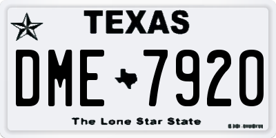 TX license plate DME7920