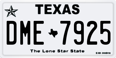 TX license plate DME7925