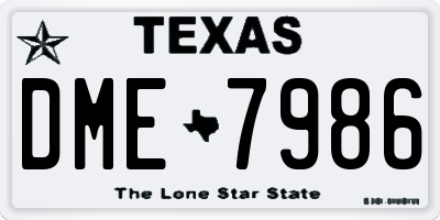TX license plate DME7986