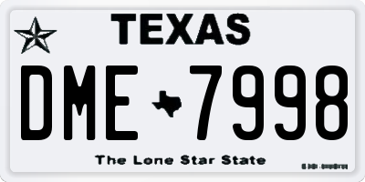 TX license plate DME7998