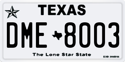 TX license plate DME8003