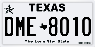 TX license plate DME8010