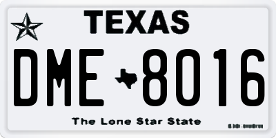 TX license plate DME8016