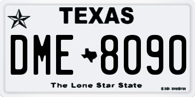 TX license plate DME8090