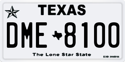 TX license plate DME8100