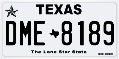 TX license plate DME8189