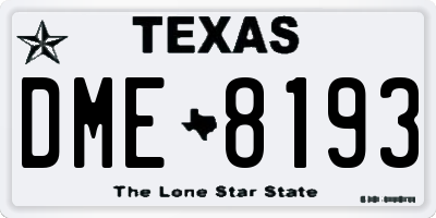 TX license plate DME8193