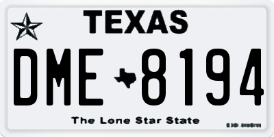TX license plate DME8194