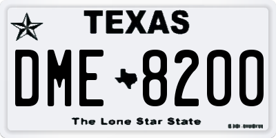 TX license plate DME8200
