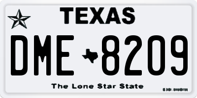 TX license plate DME8209