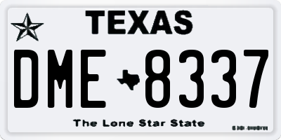 TX license plate DME8337