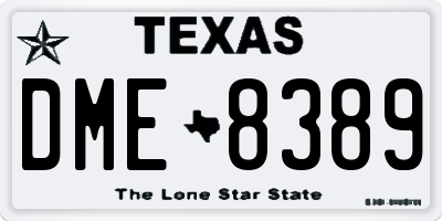 TX license plate DME8389