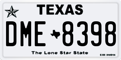 TX license plate DME8398
