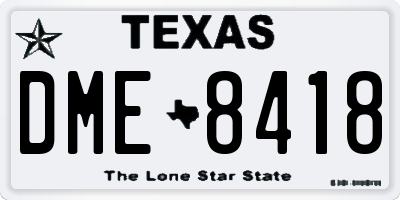 TX license plate DME8418