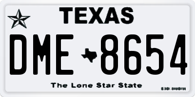 TX license plate DME8654