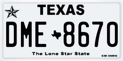 TX license plate DME8670
