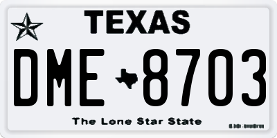 TX license plate DME8703