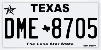 TX license plate DME8705