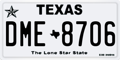 TX license plate DME8706