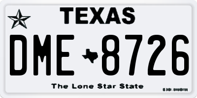 TX license plate DME8726