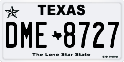 TX license plate DME8727