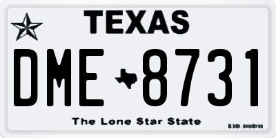 TX license plate DME8731